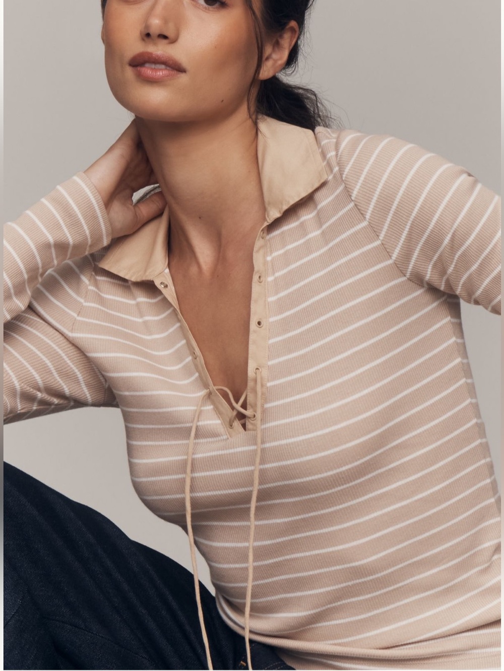 NWT Maeve Tie-Front Long Sleeve Top